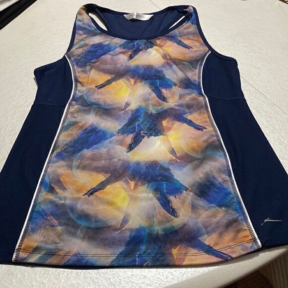 2/$39 Gottex Workout Tank cut out back blue Sz L - Picture 3 of 10